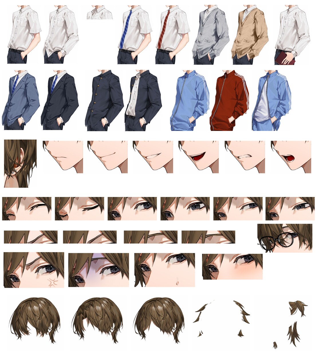 オリジナル男子高校生立ち絵を作れるPSD販売します TRPG、ゲームキャラ、創作など自由に楽しめます！ イメージ4