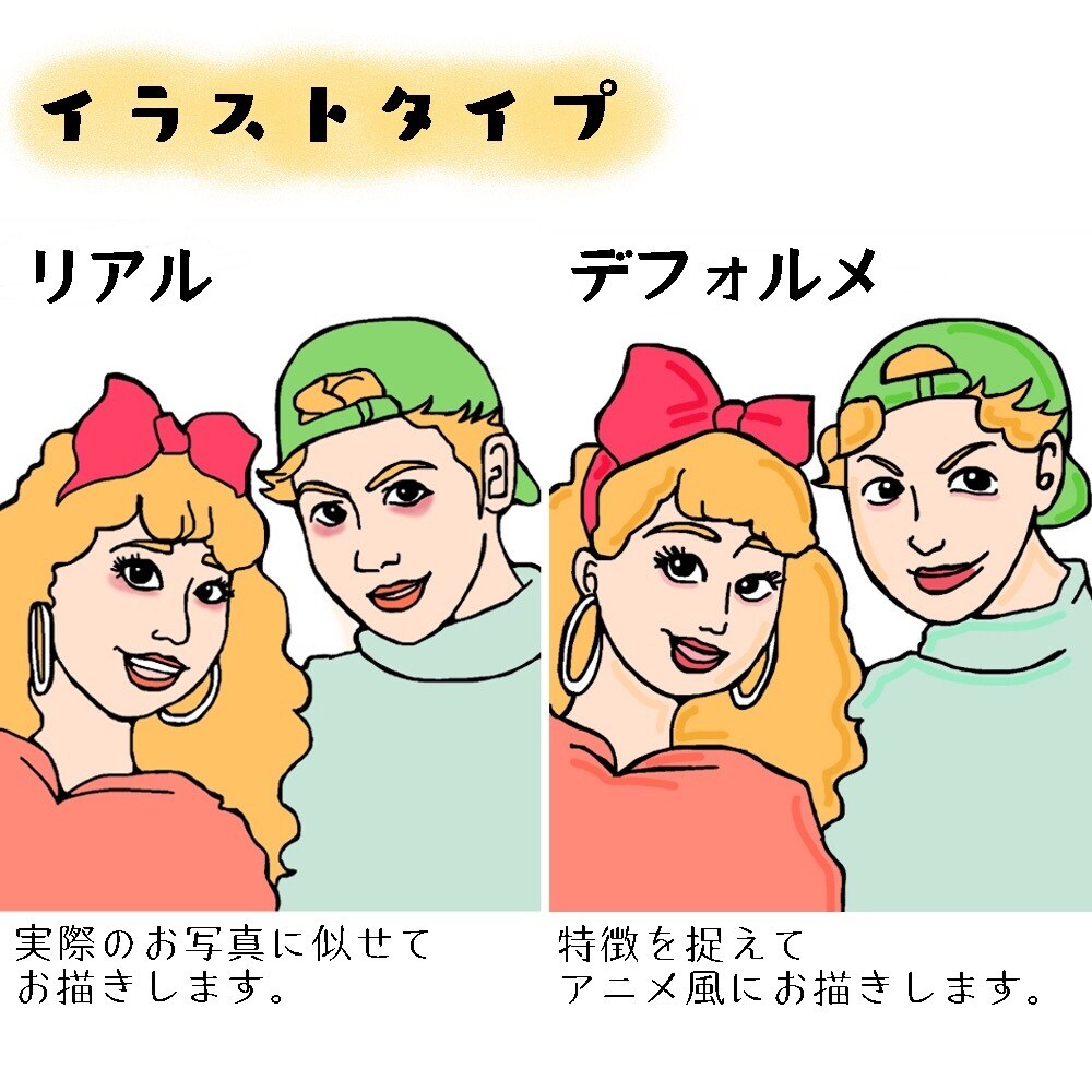 タイプは6通り！ポップな似顔絵お描きします お子様からご年配まで☆プレゼントや待受画面、アイコンなどに イメージ2