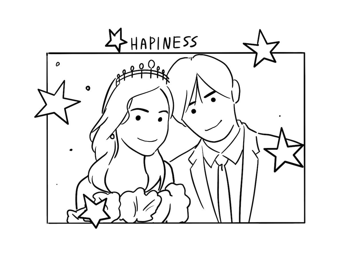 結婚式や記念日などのシンプルな似顔絵制作します あなたの似顔絵を制作します。恩人への感謝や思い出づくりに★ イメージ7
