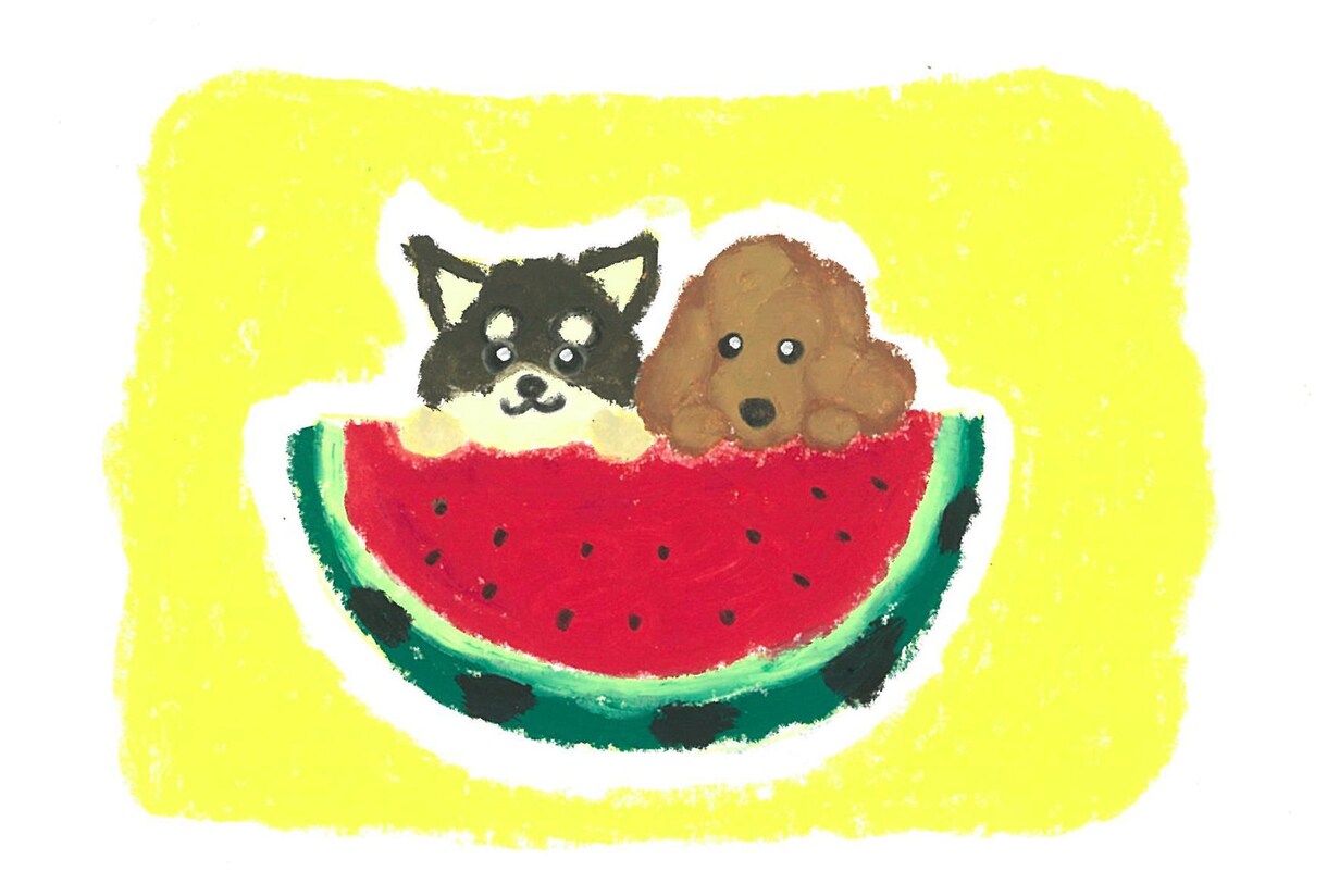 オイルパステルでポップなわんこのイラストを描きます ポップでカラフルなわんこイラストをインテリアの一部に イメージ4