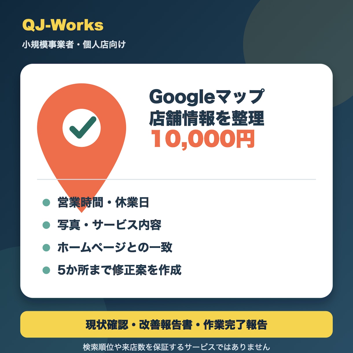 Googleマップの店舗情報を1万円で整理します 営業時間・写真・リンクを確認し5か所まで修正案 イメージ1