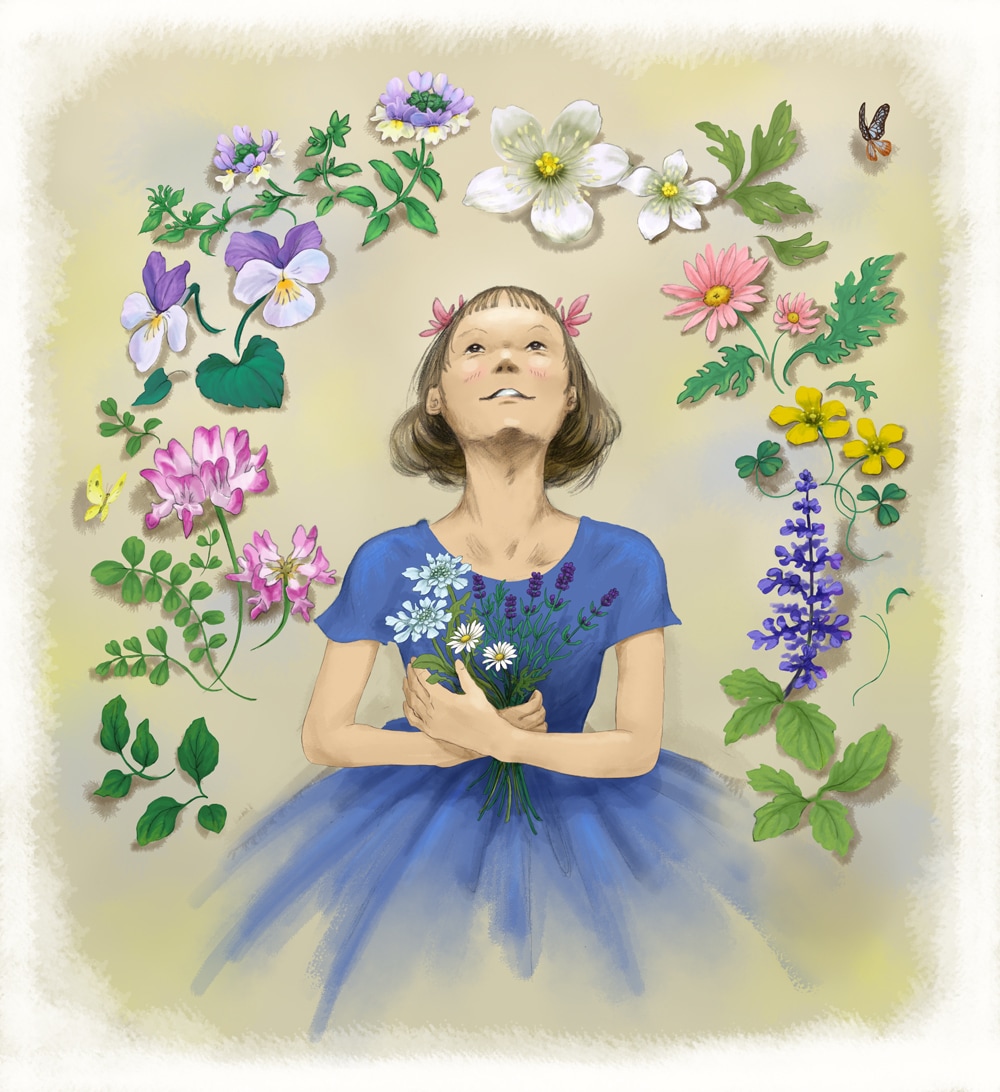 やさしさ、明るさを大切にする人物イラストを描きます 人物の背景、モチーフご要望に合わせて対応いたします イメージ4