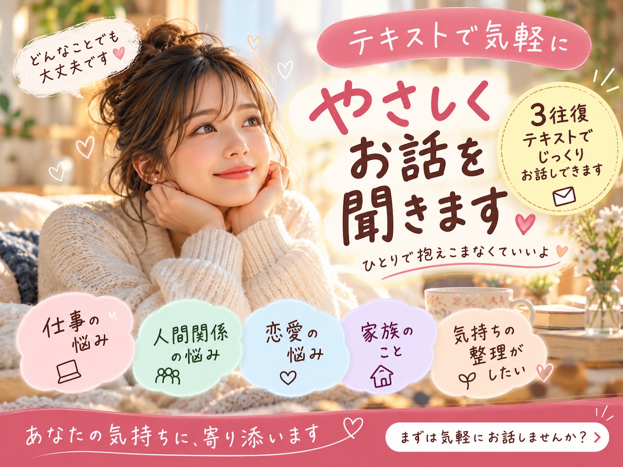誰にも言えない本音を優しくお聞きします 誰にも話せない気持ちも、否定せず大切に受け止めます イメージ1