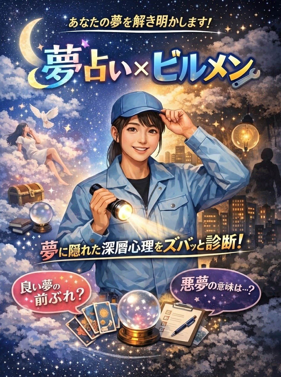 夢占い|ビルメン視点であなたの夢を読み解きます 「夢占い×ビルメン」で隠された深層心理を占います イメージ1