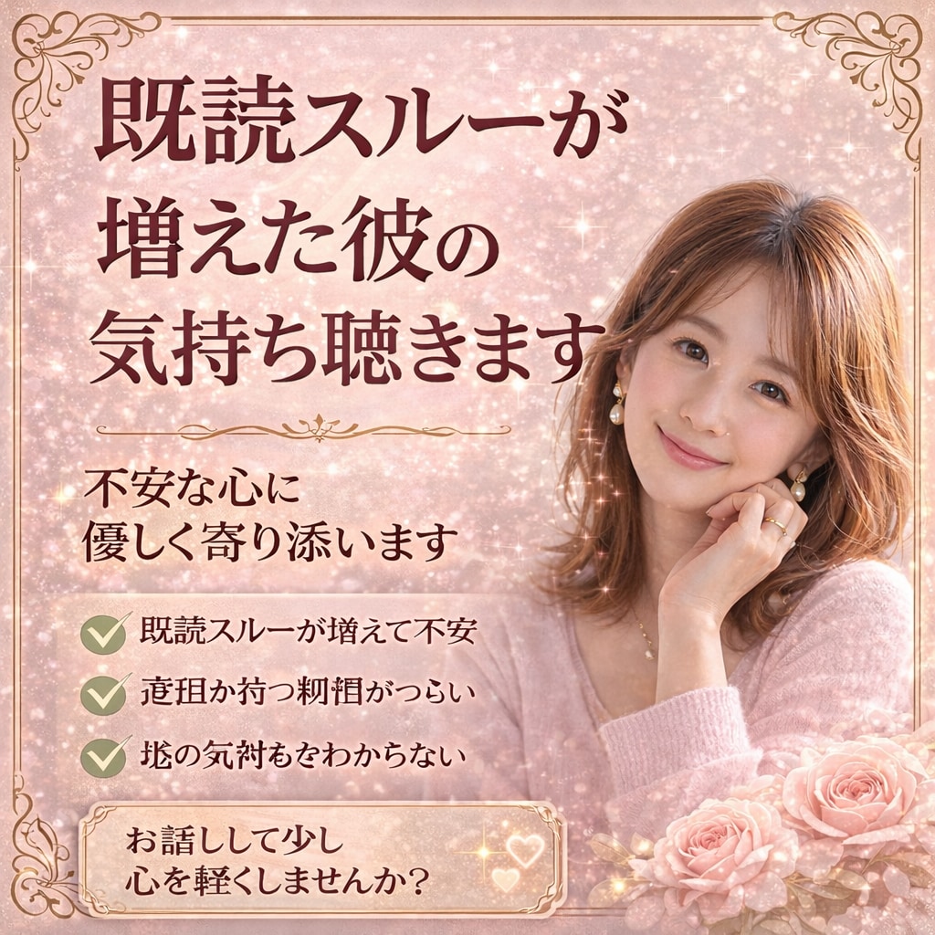 既読スルーが増えた彼の気持ち聴きます 不安な心にやさしく寄り添います イメージ1