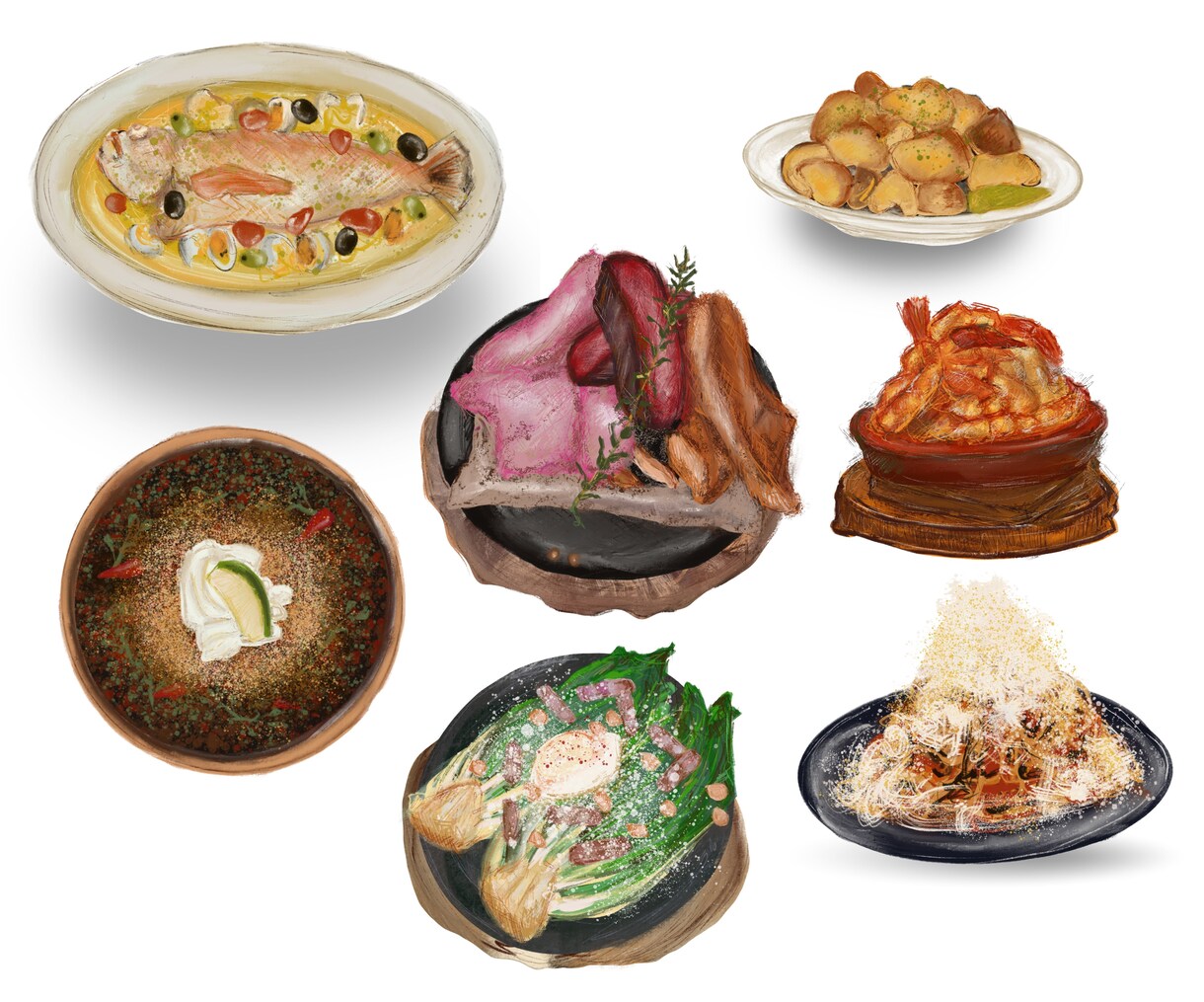 商用可◎料理・食べ物等々のイラスト描きます 自店のメニューや、ステッカー・グッズなど色んな用途は様々！ イメージ1