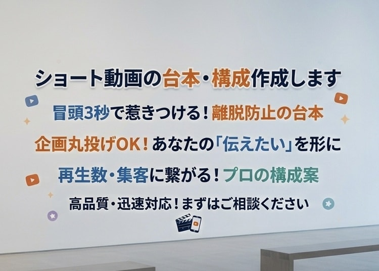 冒頭3秒で惹きつける！ショート動画構成案作ります 最後まで見られて売り上げアップ成果にこだわるショート動画台本 イメージ1