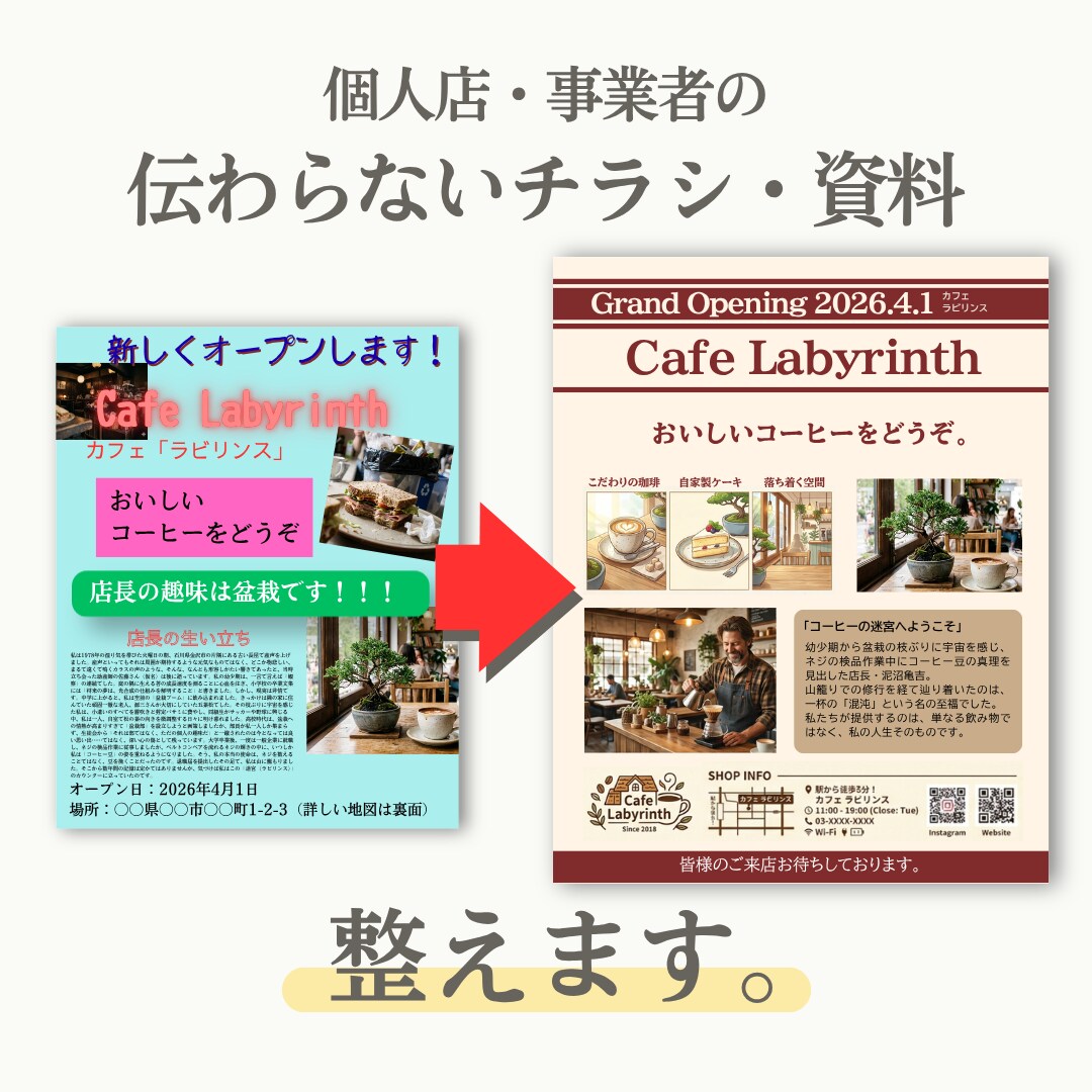 あなたのチラシを「伝わる」チラシに整えます ごちゃつきを整え、自然に「伝わる」形へリデザインします イメージ1