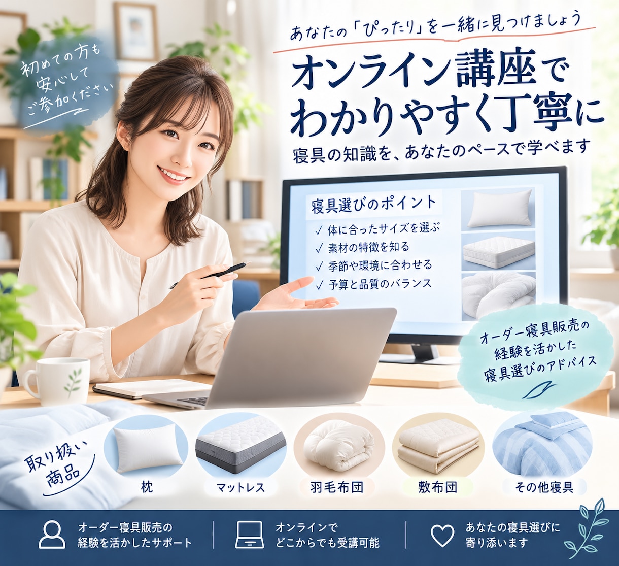 業界歴１０年★☆失敗しない寝具選びをサポートします 【最高級寝具】ではなく【失敗しない寝具】をモットーに！ イメージ1