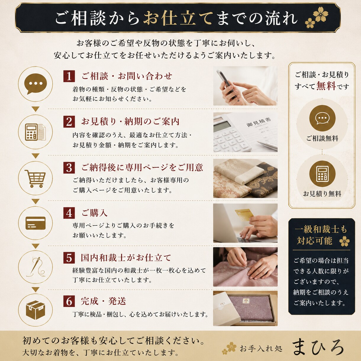 着物の仕立て相談承ります 店主が直接対応・お見積り無料で安心です イメージ3