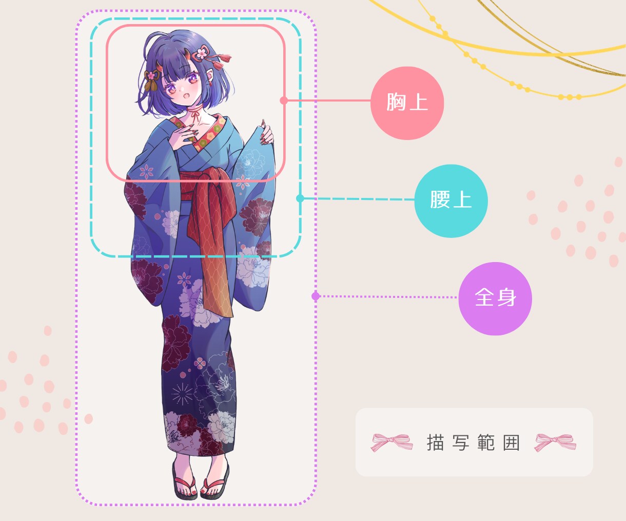 かわいい等身イラストを制作します ふんわり柔らかな雰囲気のイラストを丁寧にお描きします♪ イメージ3