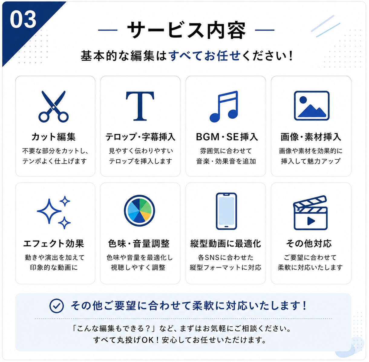 SNSショート動画を丁寧に編集します 素材を送るだけ！編集を丸投げできます イメージ3