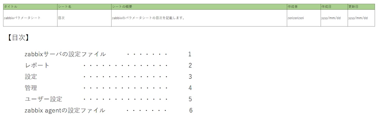 zabbixのパラメータシートを販売します 現役エンジニアが作成したパラメータシート イメージ2
