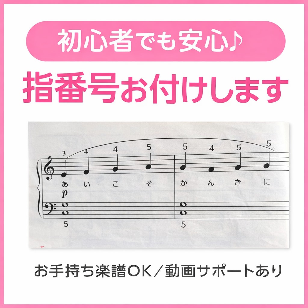 動画付き！お手持ち楽譜に指番号お付けしますます 演奏動画付きで安心♪初心者でも弾ける運指を丁寧にお付けします イメージ1