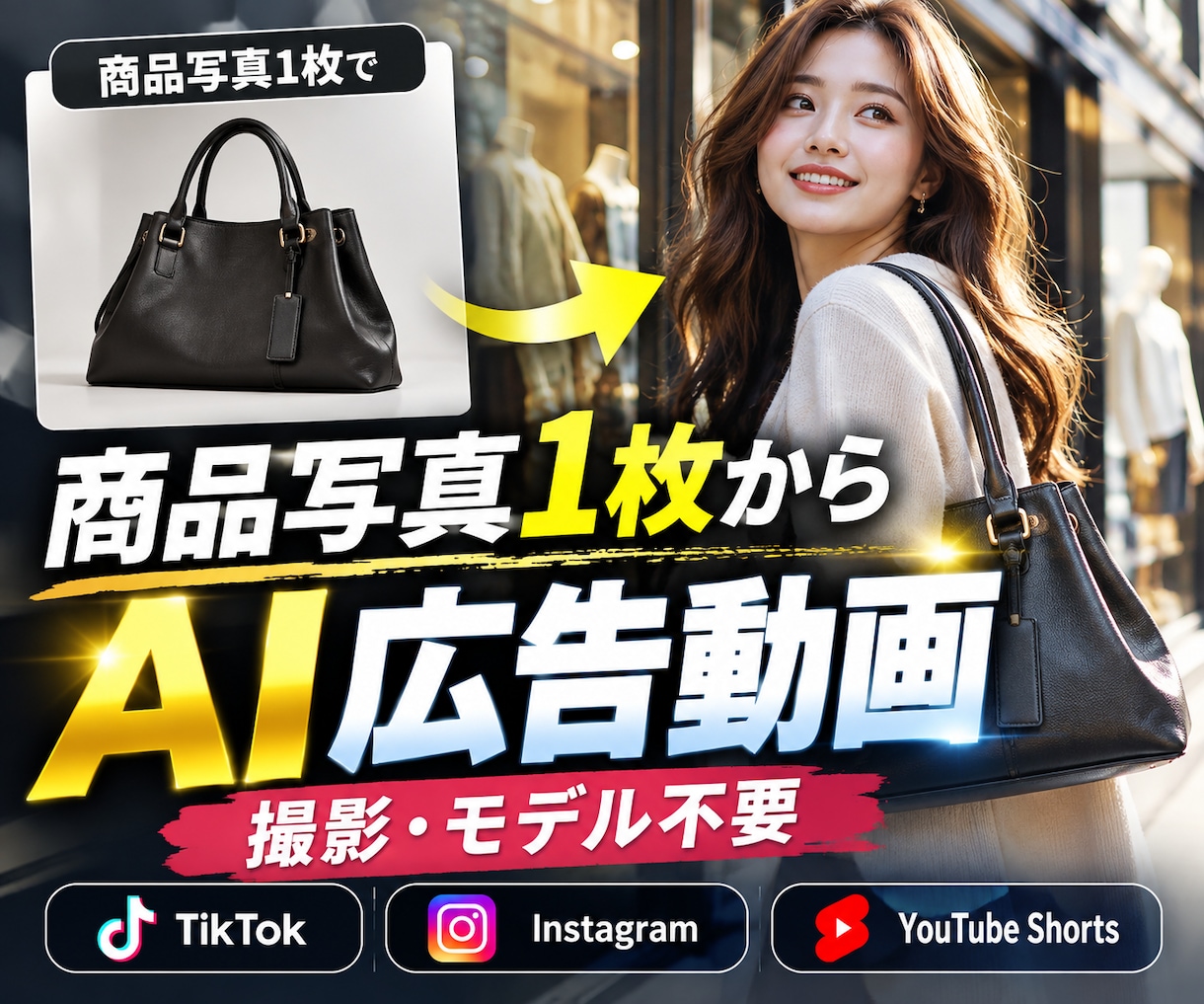 商品写真からAIで広告動画を作ります 撮影不要！商品写真1枚から広告動画を制作します イメージ1