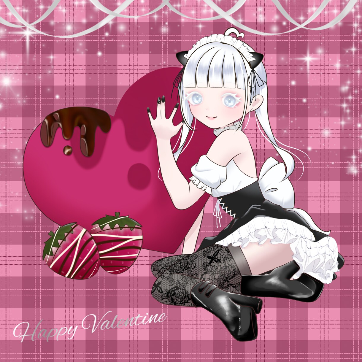 バレンタインイラスト描きます 髪型/目の色変えれます！商用利用可！特典や返礼品に⭕️ イメージ1