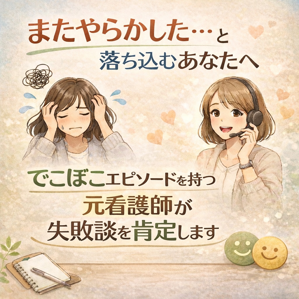 またやらかした…と自分を責めるあなたに寄り添います 元看護師の電話相談。お互いの凸凹エピソードを共有しませんか？ イメージ1