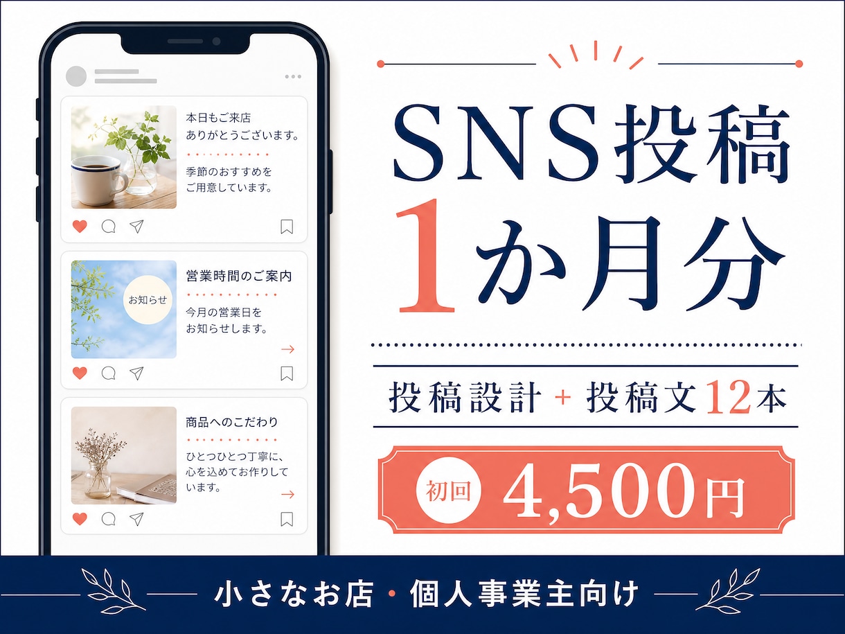 SNS投稿の投稿計画と投稿文12本を作成します 1か月分の発信準備を、投稿テーマから整えます イメージ1