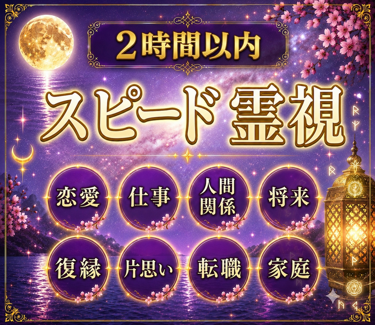 2時間以内・スピード鑑定・霊視鑑定をお届けします 4000字以上・恋愛運・人間関係・仕事運・金運・健康運・占い イメージ1