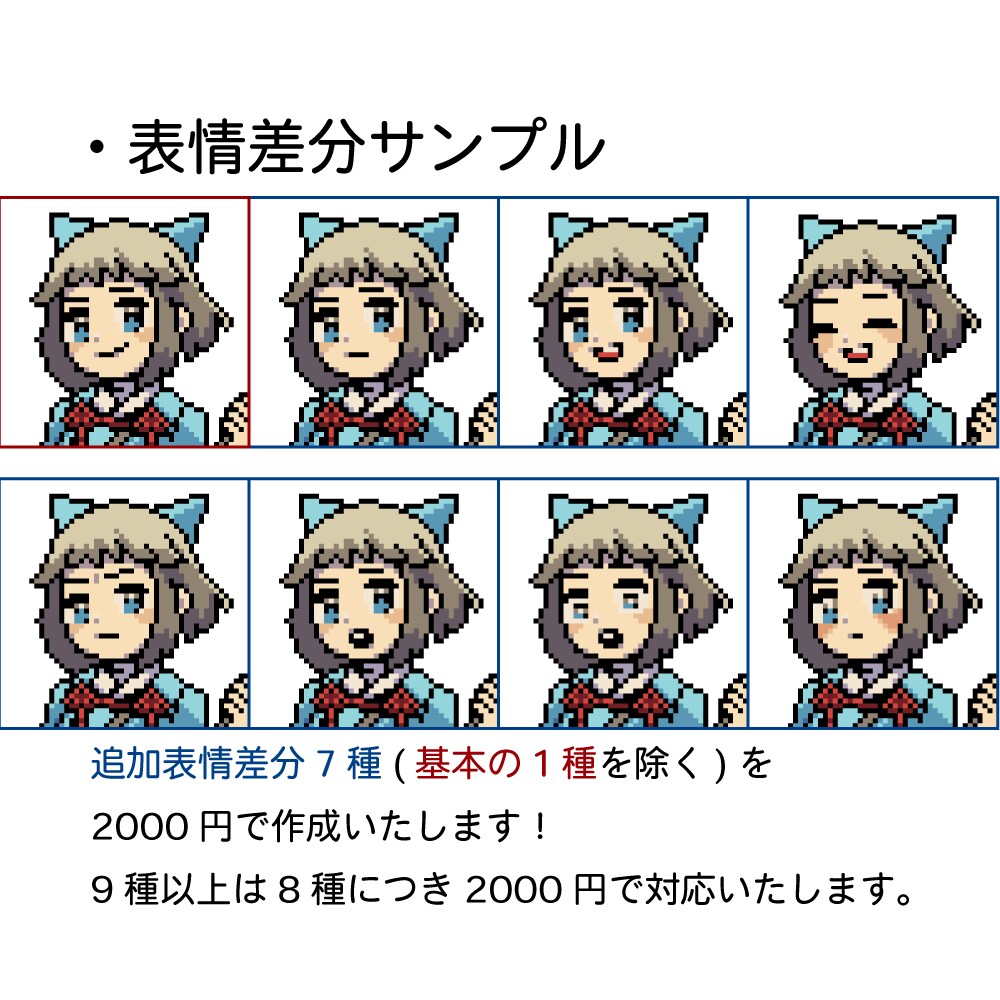 ゲーム制作等に使えるドット絵の立ち絵を制作します 商用利用可！ゲームやTRPGなどに立ち絵、顔グラが必要な方へ イメージ3