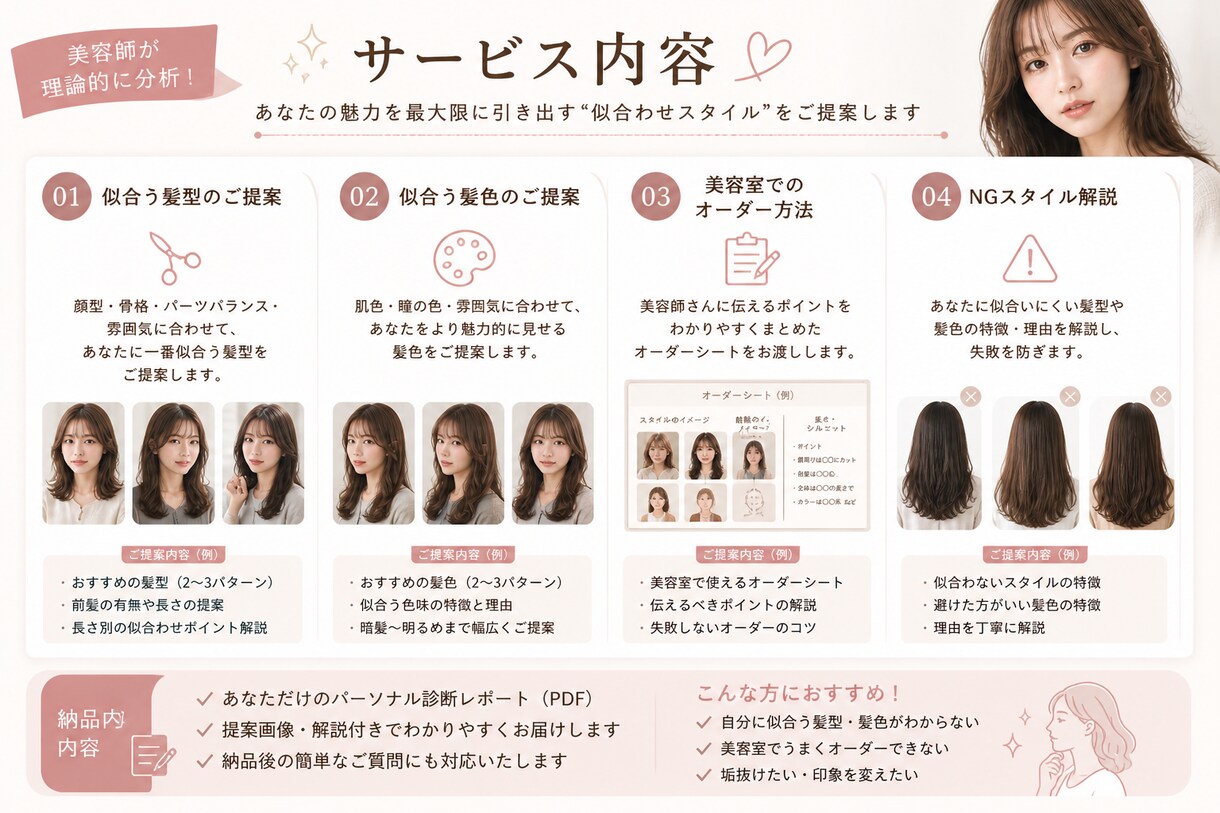 現役美容師が似合う髪型・髪色を本気提案します 美容師×パーソナルで似合わせ診断 イメージ2