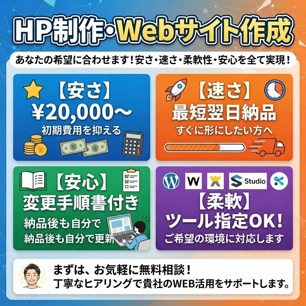 理想をカタチにします スピードと安さ重視でHP、Webサイトの作成を行います。 イメージ1