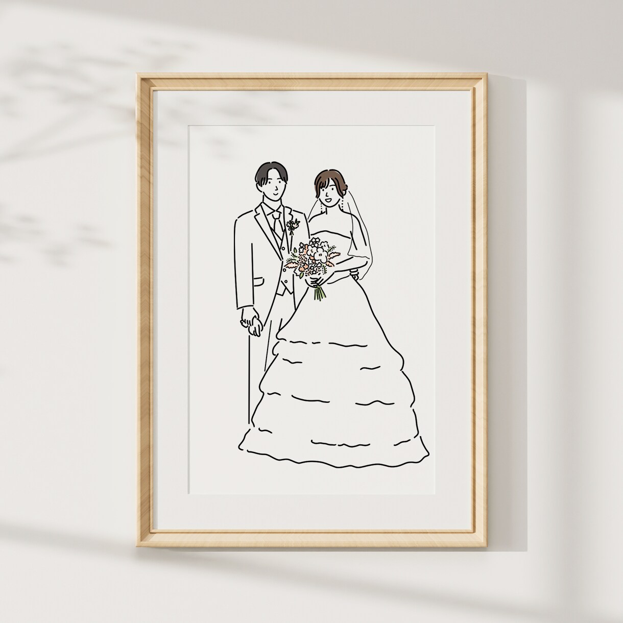 思い出の1枚をイラストにします 小粒おめめの似顔絵線画イラスト イメージ3