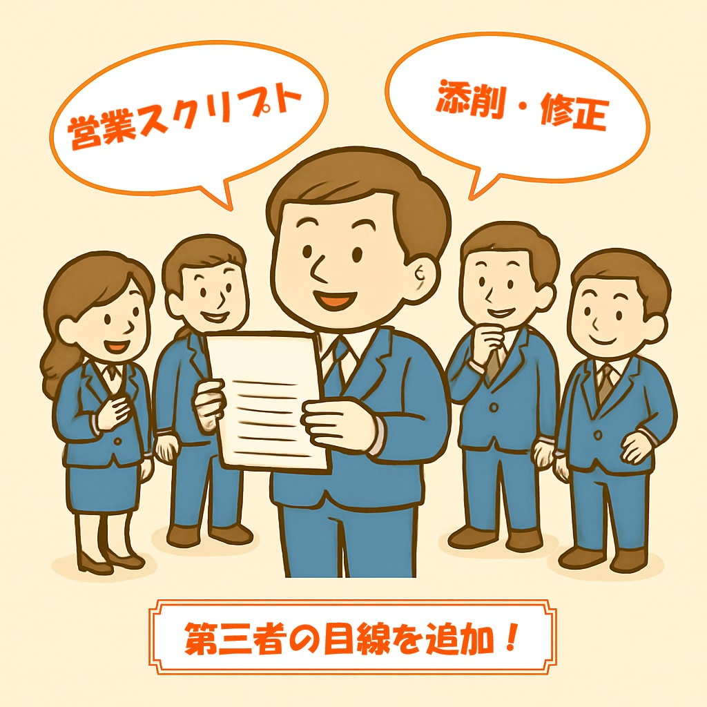営業トークスクリプトの修正・改善意見を出します そのスクリプト、最後に第三者の目線を入れてみませんか？ イメージ1