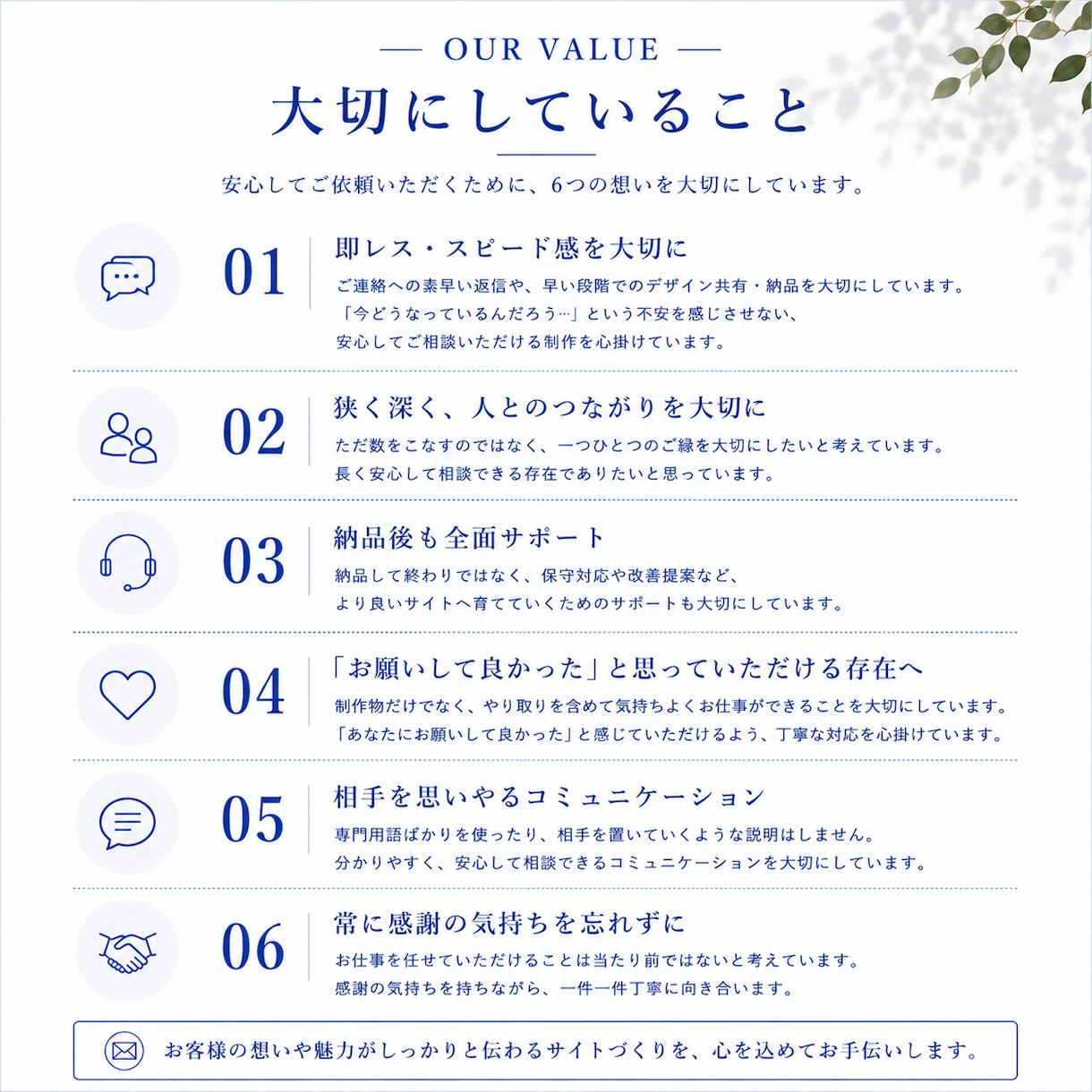 低価格でお客様に寄り添う1枚LPページを制作します まずは1枚のページからお試しで。というお客様へ安心のLP イメージ6