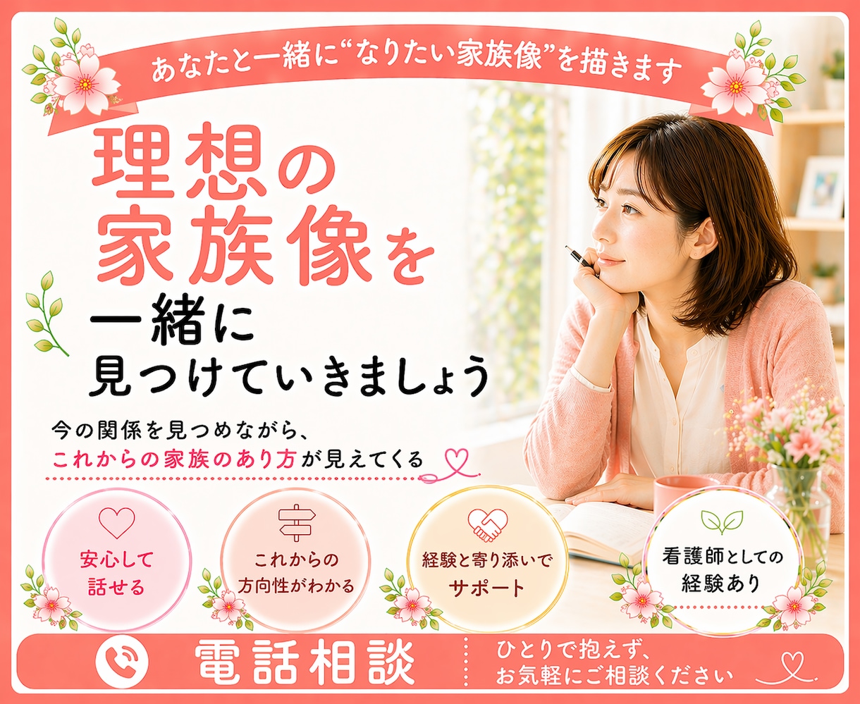 あなたと一緒に“なりたい家族像”を描きます モヤモヤから“家族の理想の形”を見つける電話セッション☘️ イメージ1