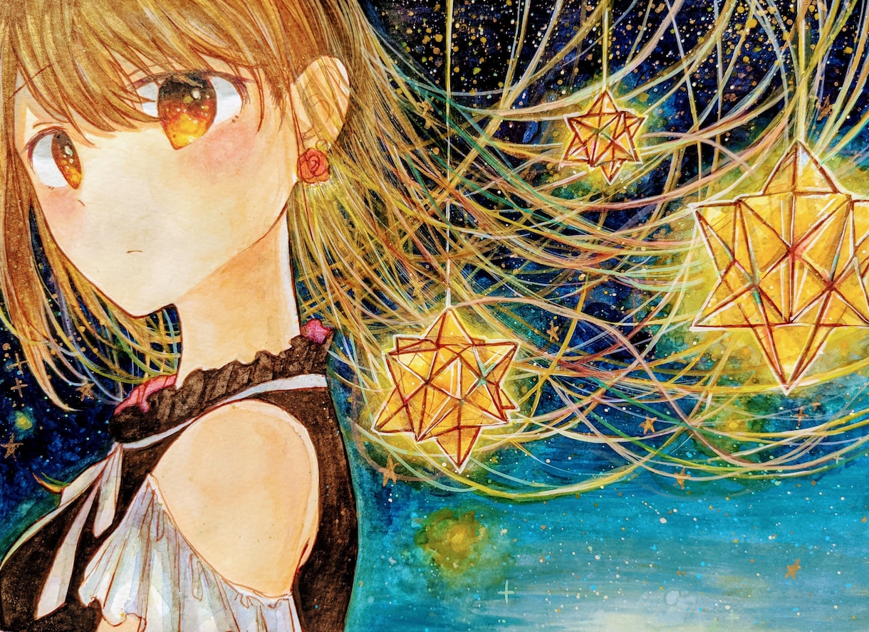 アナログイラスト描きます モノクロのペン画、水彩絵の具・色鉛筆で人間を描きます イメージ1