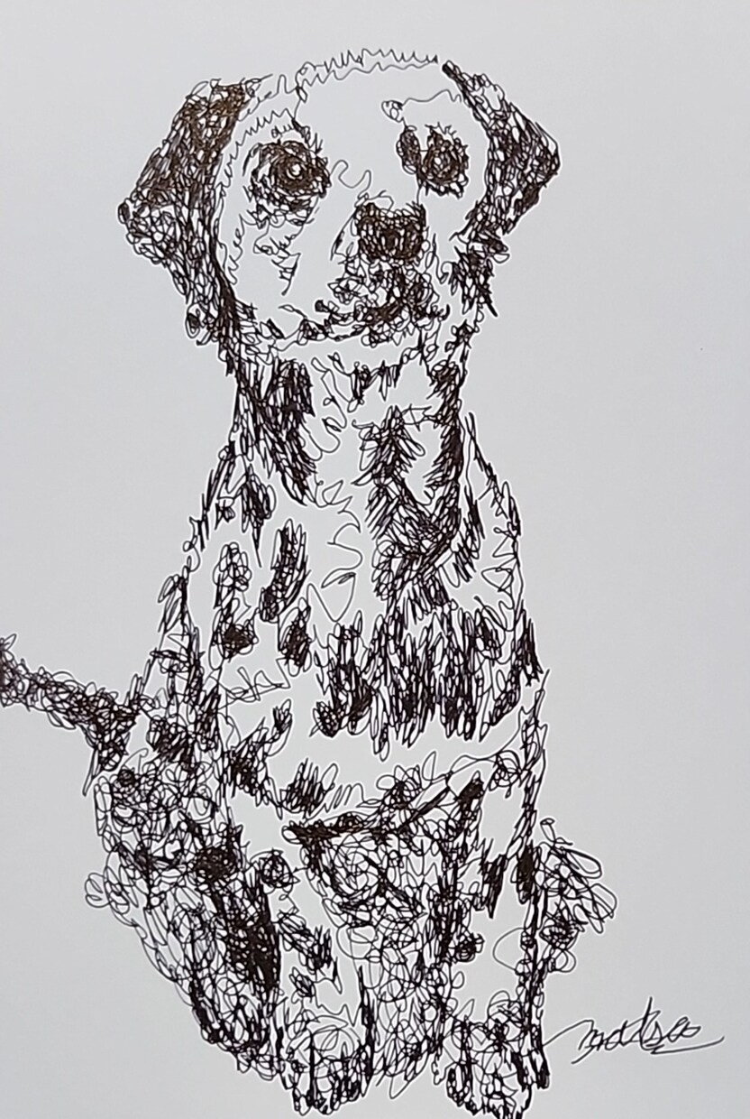 ペットをお飼いの方、似顔絵を描きます ボールペンだけで、一筆書きの、動物を描いています。 イメージ4