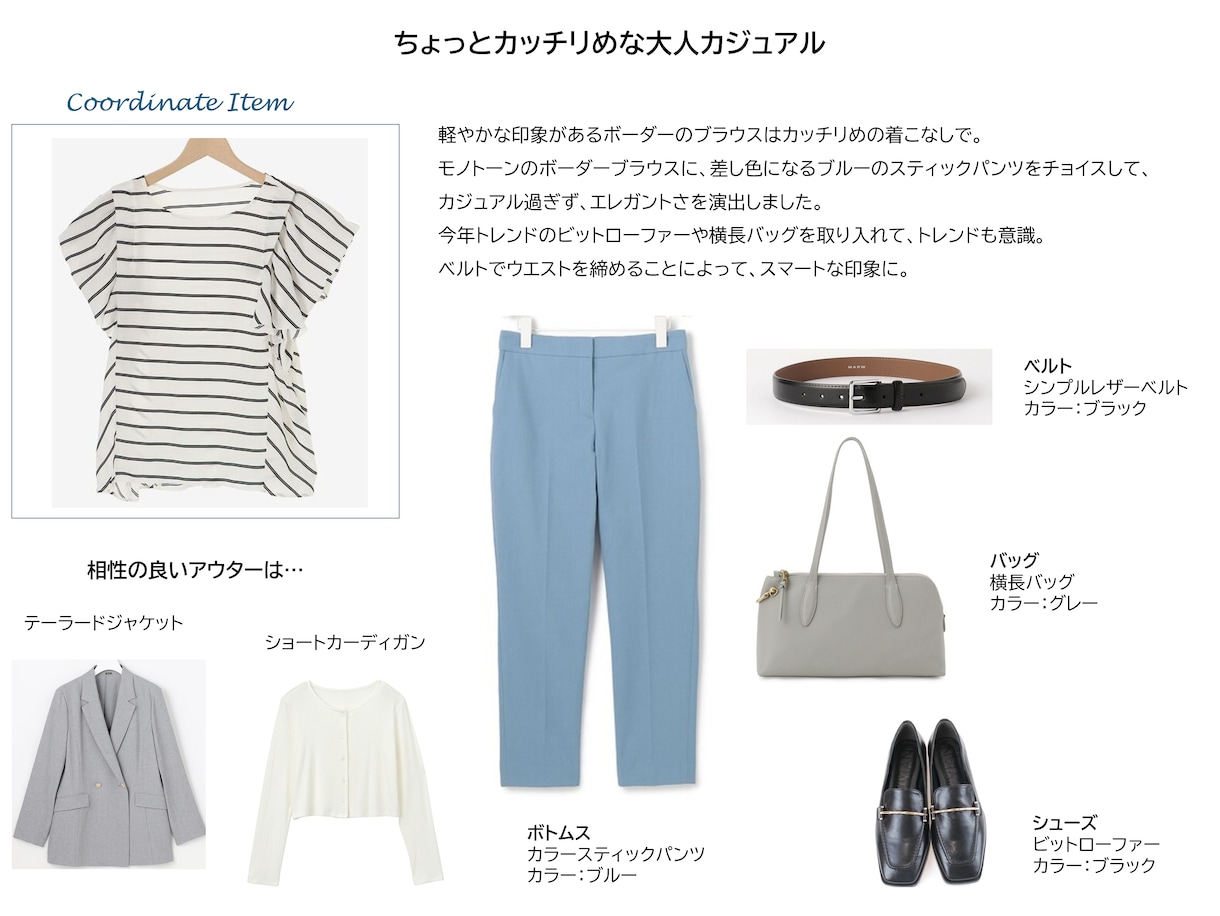 手持ち服で大人キレイめな着回しをプロが提案します クローゼットを即戦力に！お手持ち服×３パターンのコーデを提案 イメージ2