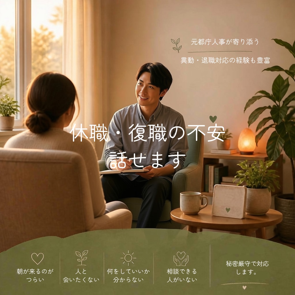 休職・復職【しんどい心】に寄り添います 事前予約制会社が辛い、休職したい、戻りたい……不安を聴きます イメージ1