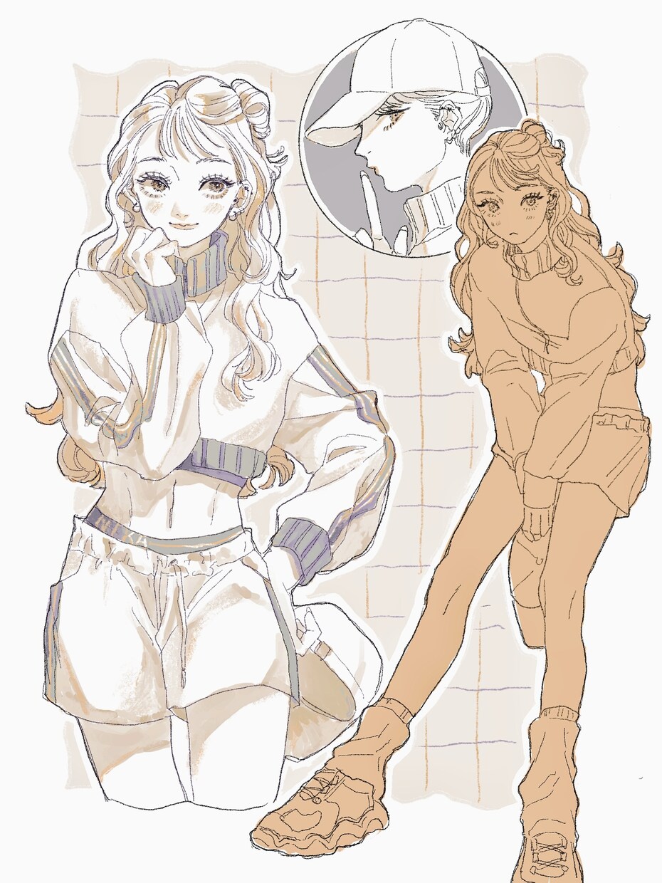 シンプルな全身絵 バストアップイラストを描きます お気に入りのコーデや服装を 立ち絵でもお好きなポーズでも イメージ7