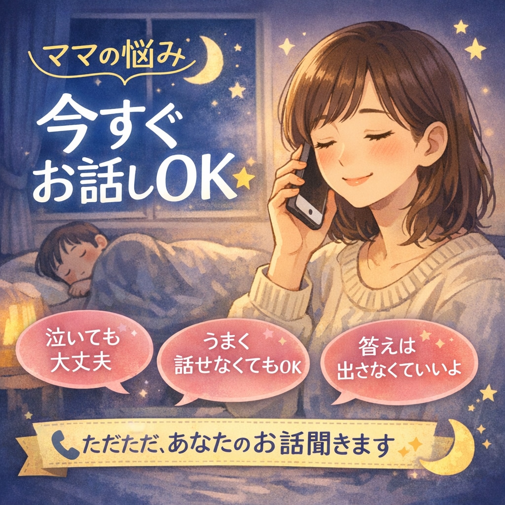 子育て中ママの声聞きます｜電話でモヤモヤ解消	ます 寝かしつけ後でも安心！子育て悩み・愚痴を聞きます イメージ1