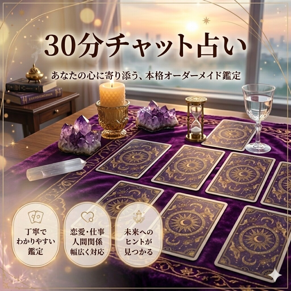30分チャットにてタイムリーに鑑定します 時間内ならご相談の件数やタロットの回数に制限ありません！ イメージ1