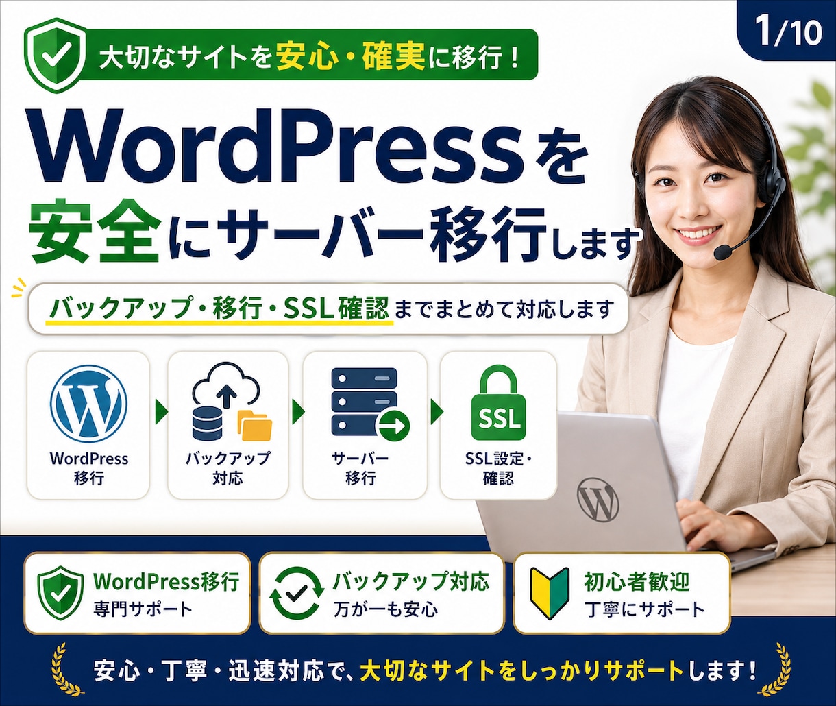 WordPressを安全にサーバー移行します バックアップ・移行・SSL確認までまとめて対応します イメージ1