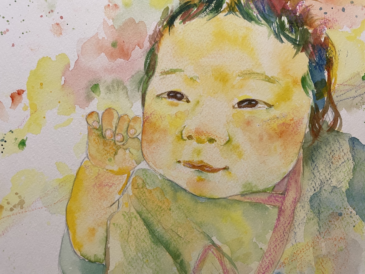 ふんわり優しいタッチで水彩似顔絵を描きます ◆オリジナル動画もプレゼントいたします イメージ2