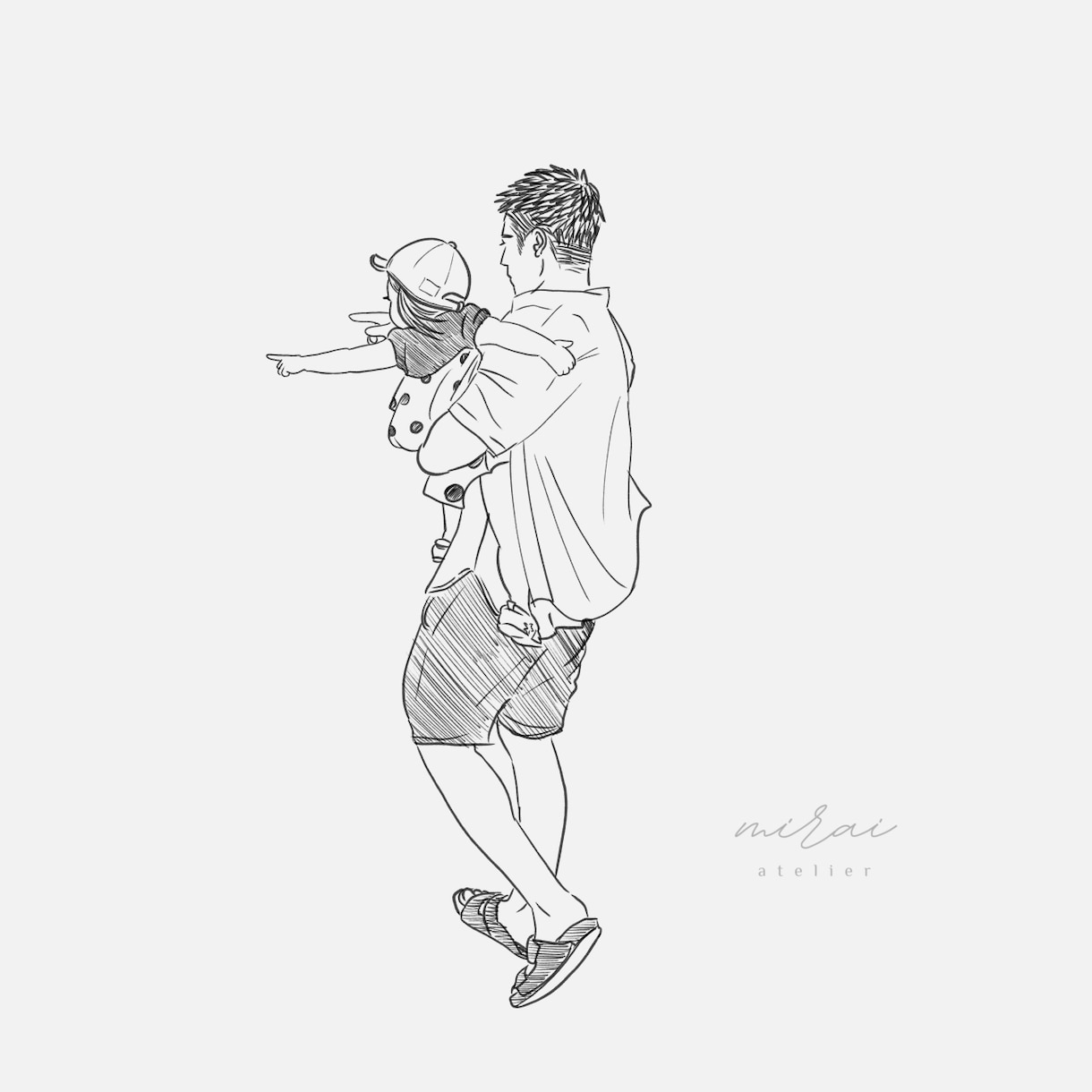 大切なお写真をやさしい線画イラストにします 愛おしい時間をやわらかな線で描きます イメージ5