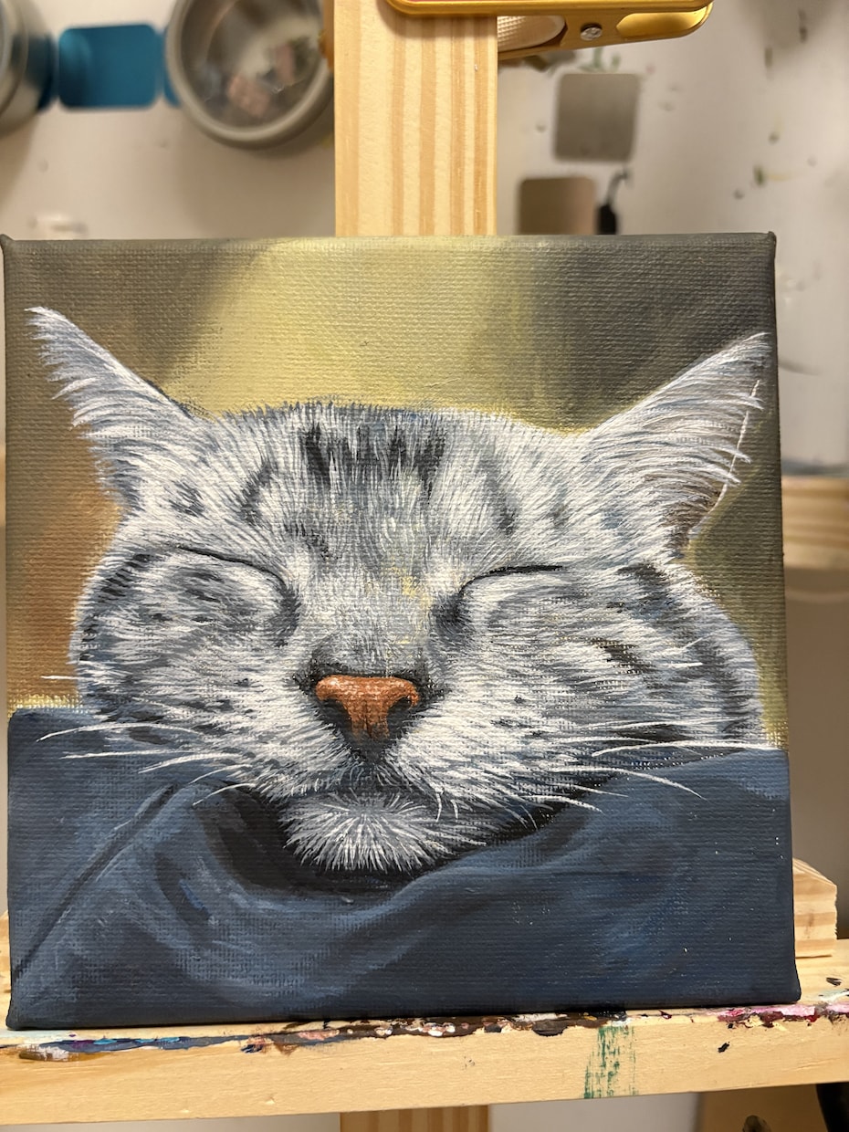 アクリル画でうちの子似顔絵を描きます キャンバス｜18cm×18cm｜犬・猫・鳥・小動物・爬虫類◎ イメージ5