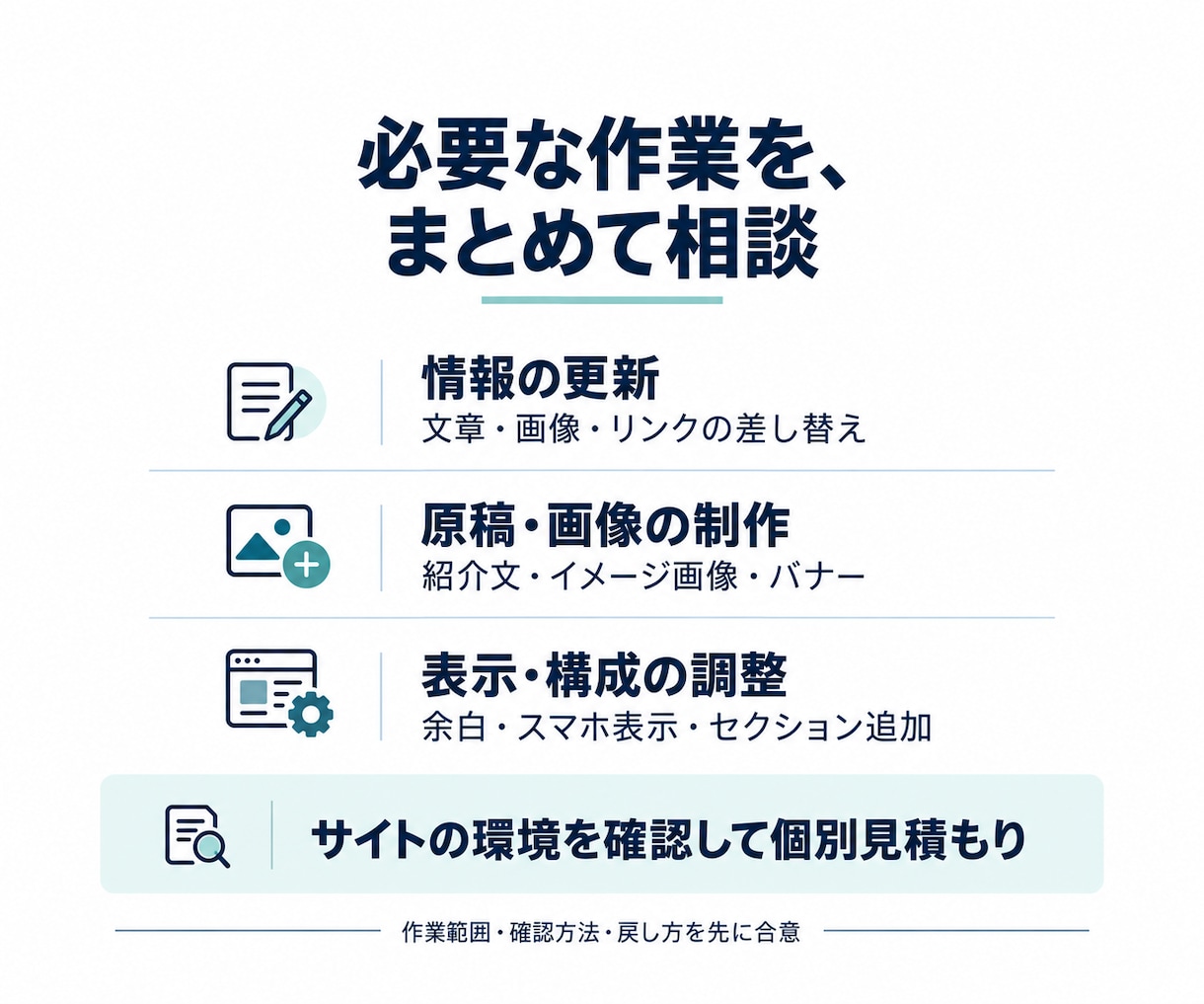 WordPressの修正・更新を承ります 文章・画像の作成から、見た目の調整までご相談 イメージ2