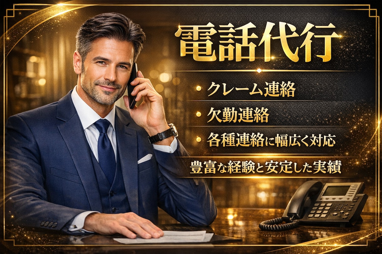 即日可能/実績豊富なプロが様々な電話の代行致します 父親◆上司◆夫役他◆クレーム/欠勤/各種連絡など幅広く対応！ イメージ1