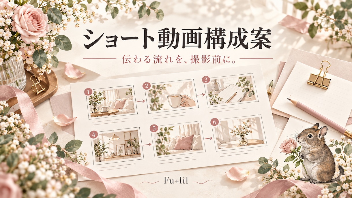 ショート動画の構成案を作ります 素材と目的に合わせて撮影前の内容を整理します イメージ1
