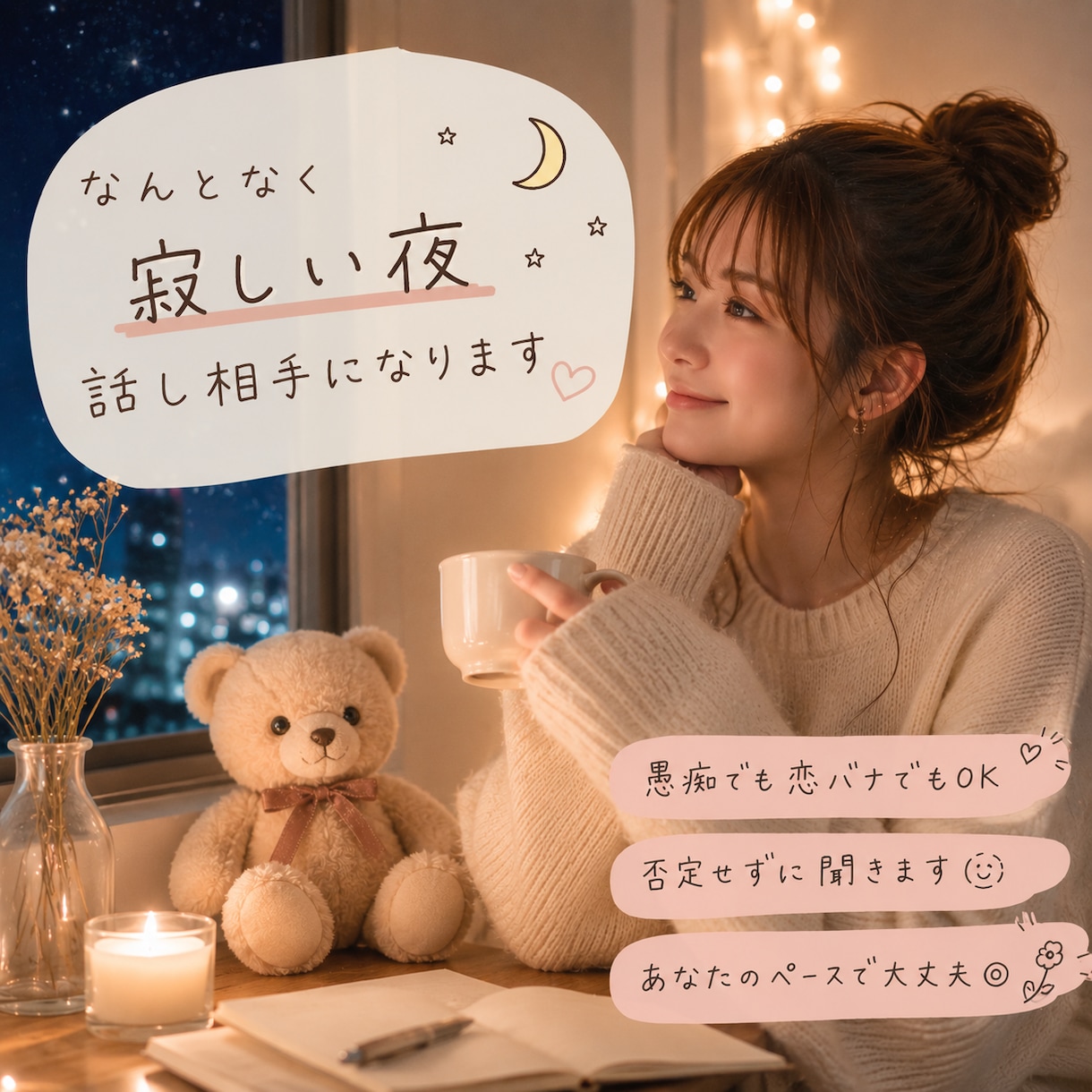 なんとなく寂しい夜 話し相手になります 雑談歓迎＾＾気軽にお話ししませんか？ イメージ1