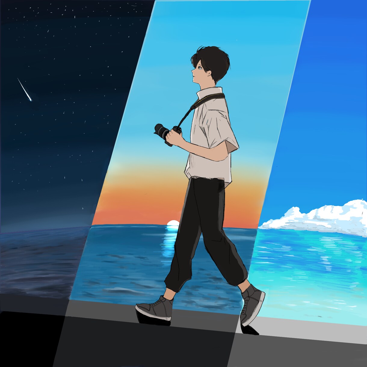 自然と人物を組み合わせたイラストを作成します 自然と人物を組み合わせた「エモい」イラストをアイコンに イメージ1