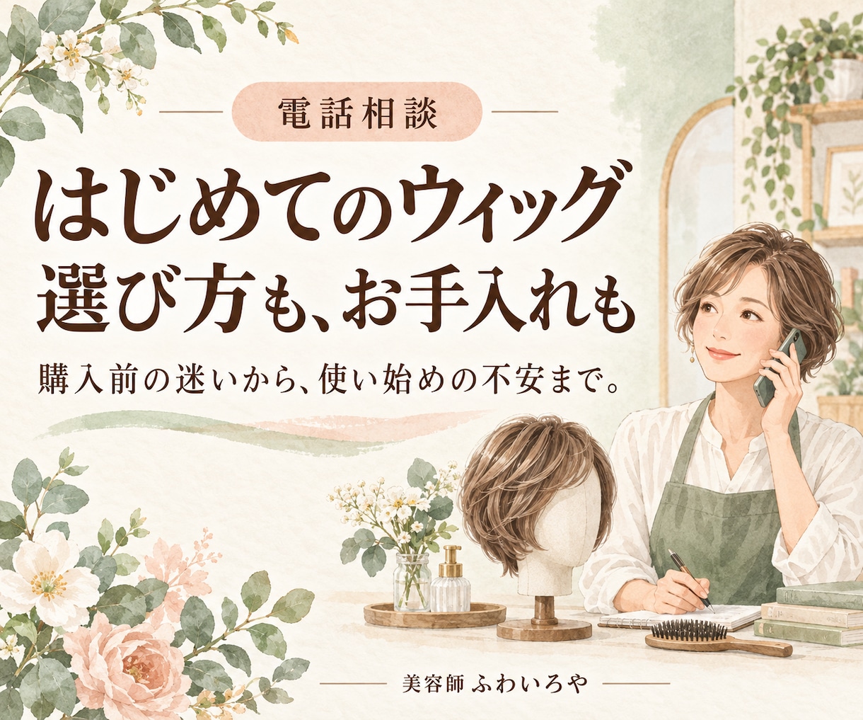 ウィッグ選びとお手入れのご相談をお聞きします 購入前の迷いからお手入れまで、電話で気軽に相談 イメージ1