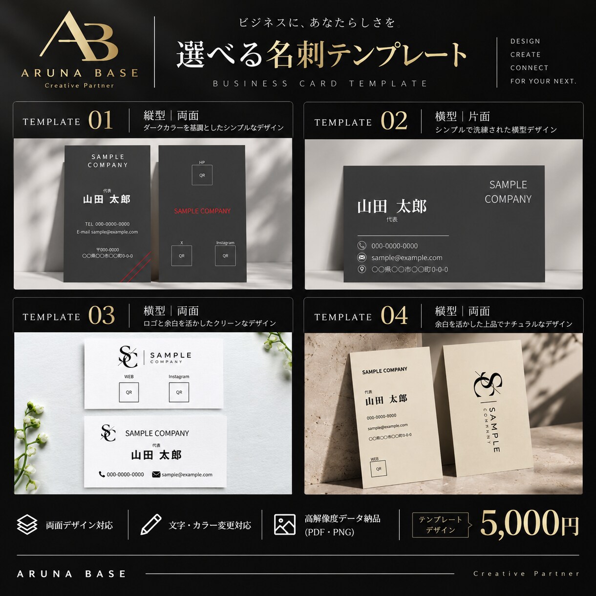 職人・個人事業主向けの名刺を作成します テンプレートから選ぶだけ｜修正2回、QRコード対応 イメージ2