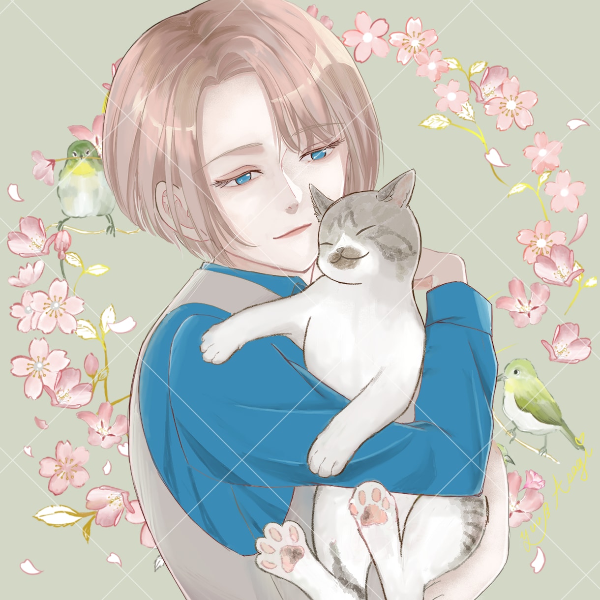 背景も◎ #イラストオーダー 承ります お花動物一枚絵アイコンヘッダー立ち絵なんでもご相談ください