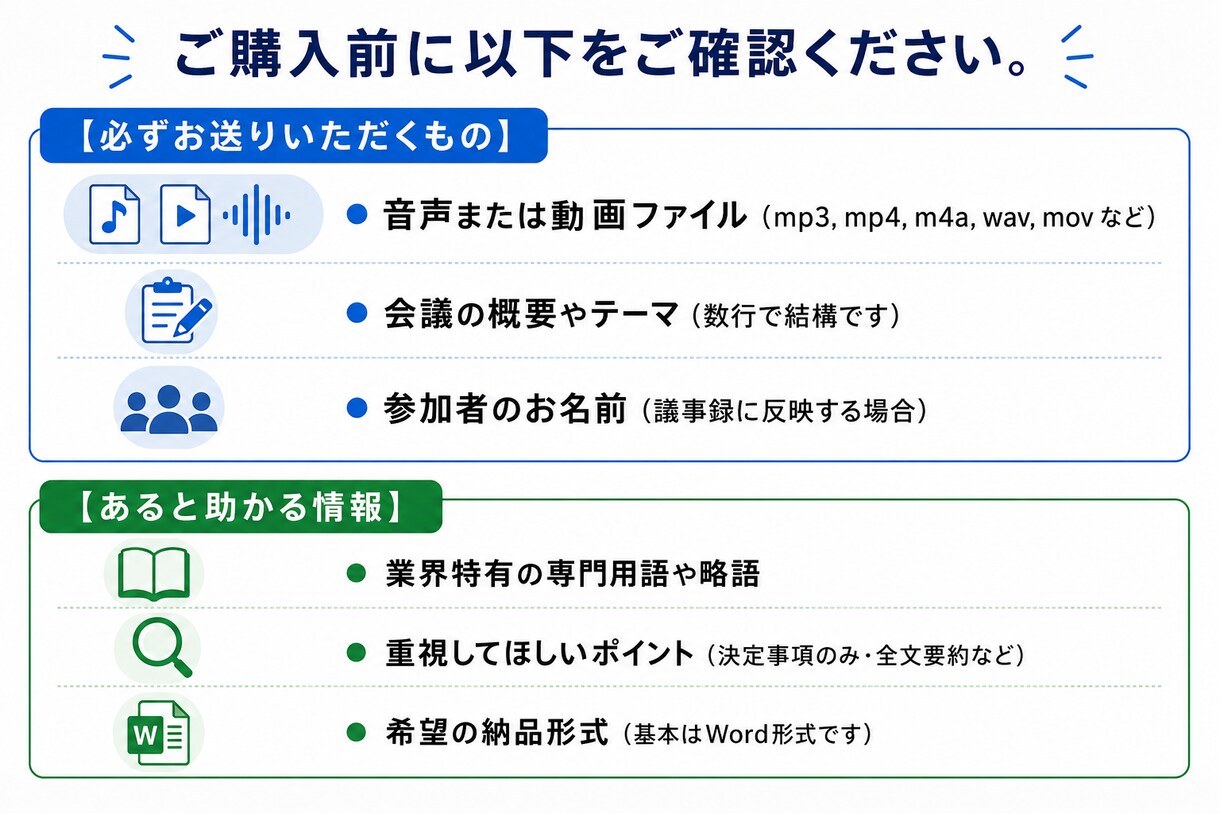 議事録作成代行｜会議音声をWord納品ます 文字起こしだけでなく要約・決定事項まで整理します イメージ9